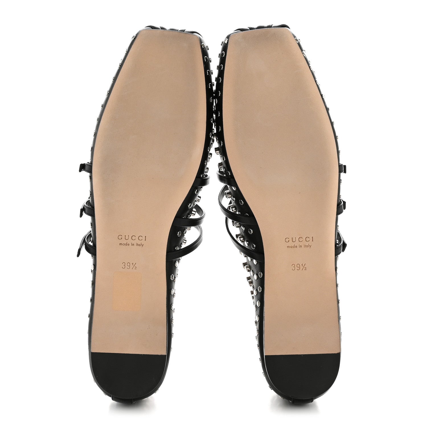 Gucci Nappa Carmaque Studded Horsebit Ballet Flats 39.5 Black 6 of 11