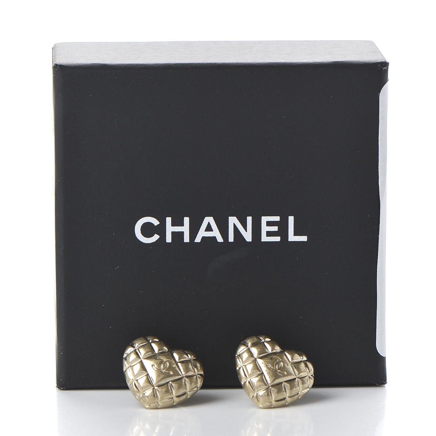 Quilted CC Heart Earrings Gold