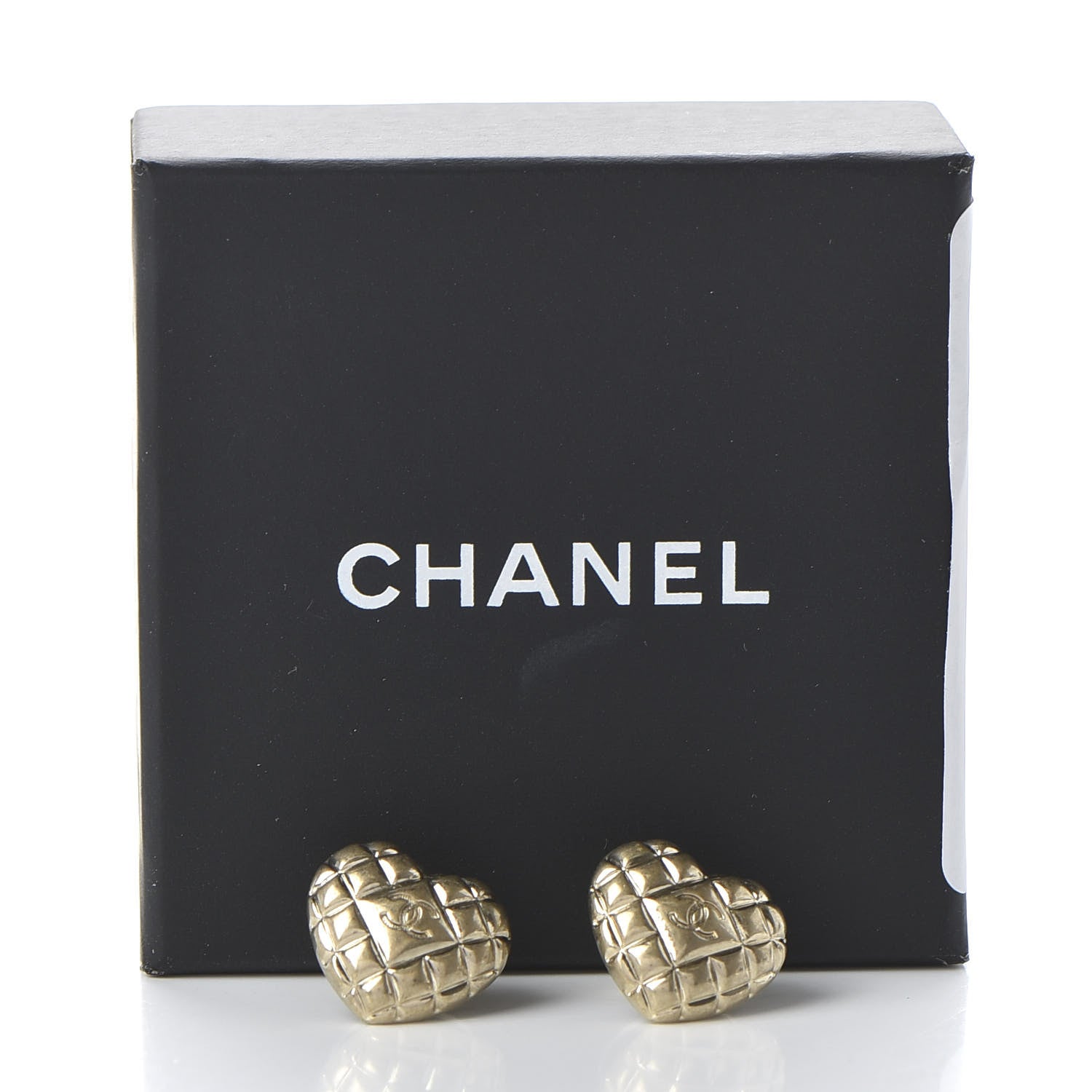 Chanel Quilted CC Heart Earrings Gold 5 of 5