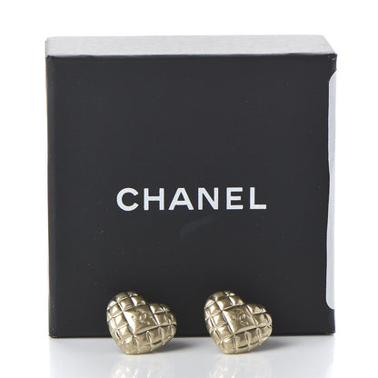 Chanel Quilted CC Heart Earrings Gold 5 of 5
