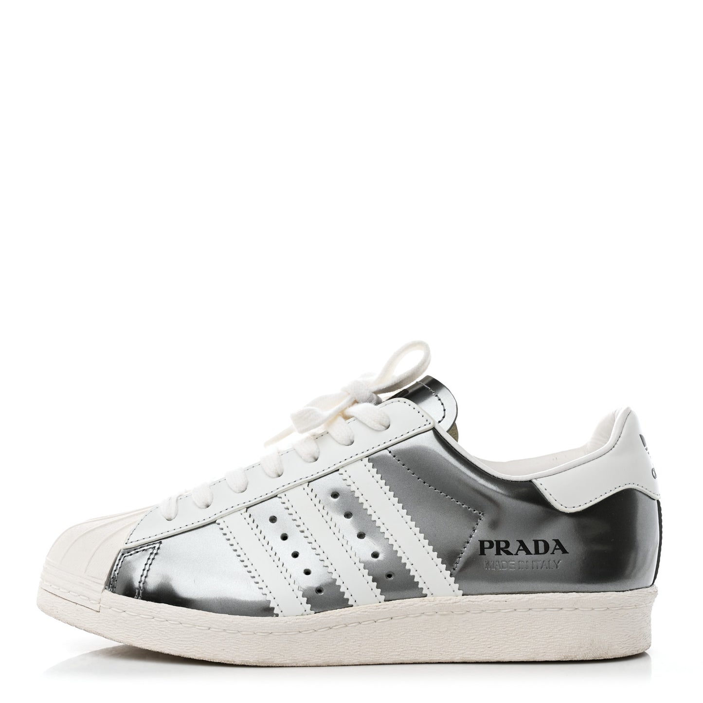 X ADIDAS Brushed Calfskin Logo Mens Superstar Sneakers 6 Silver White