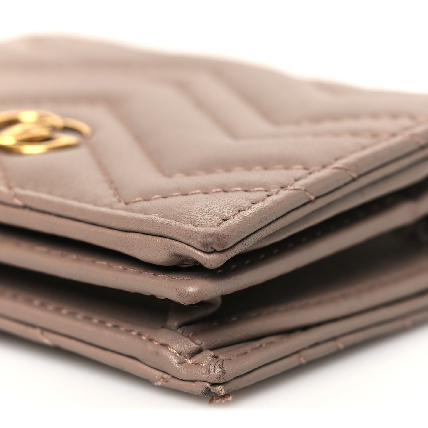 Calfskin Matelasse GG Marmont Card Case Wallet Porcelain Rose