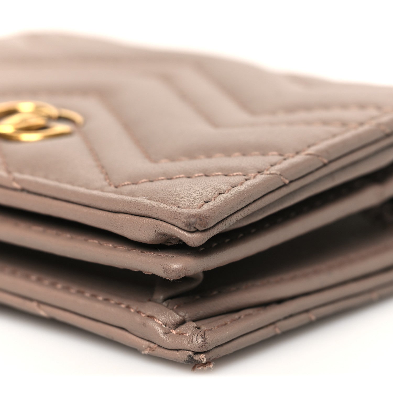 Gucci Calfskin Matelasse GG Marmont Card Case Wallet Porcelain Rose 10 of 12