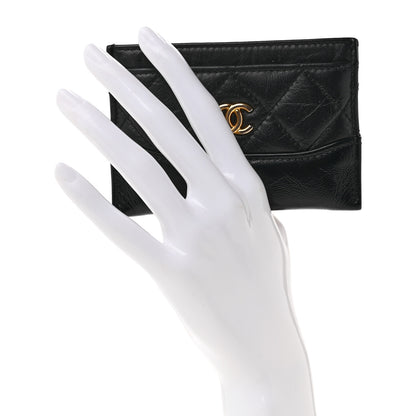Chanel Aged Calfskin Quilted Gabrielle Card Holder Black 2 of 9