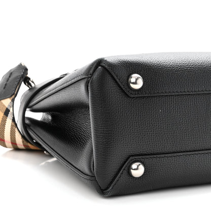 Burberry Derby Calfskin House Check Small Banner Tote Black 9 of 10