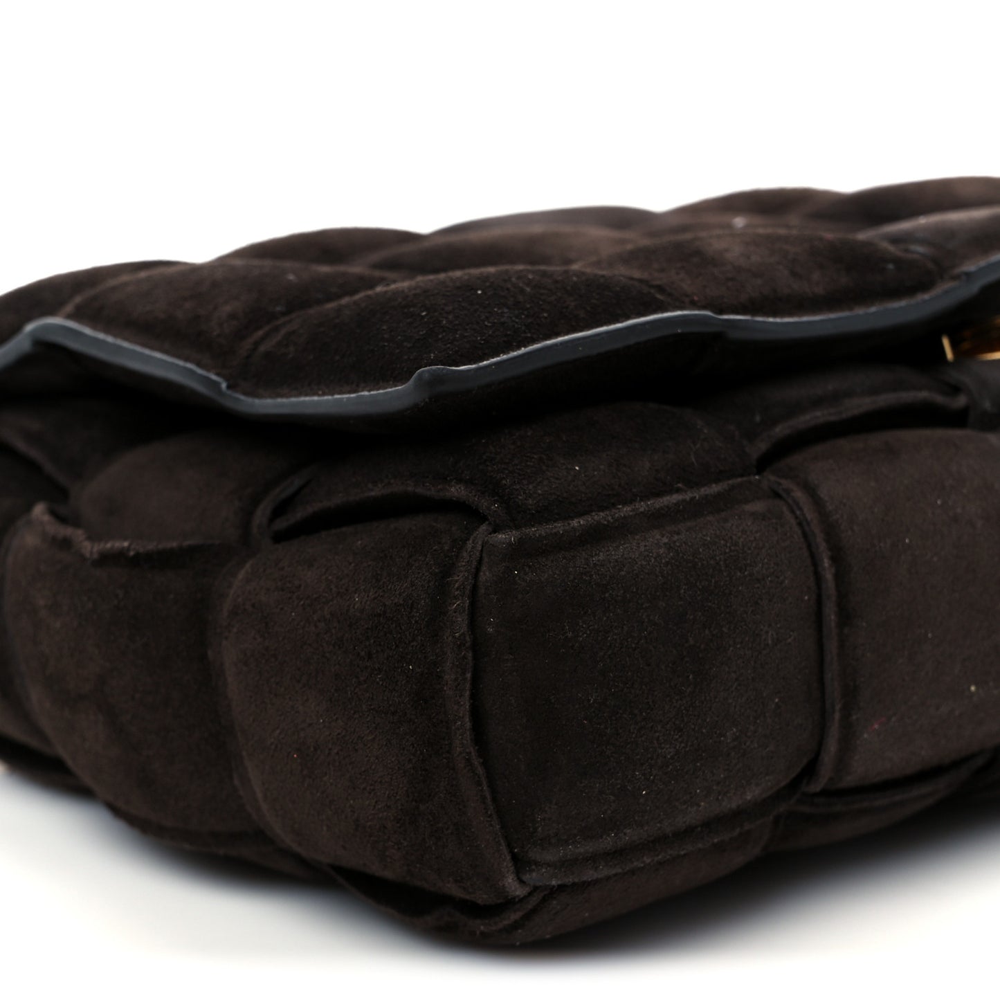 Suede Maxi Intrecciato Padded Chain Cassette Crossbody Bag Fondant