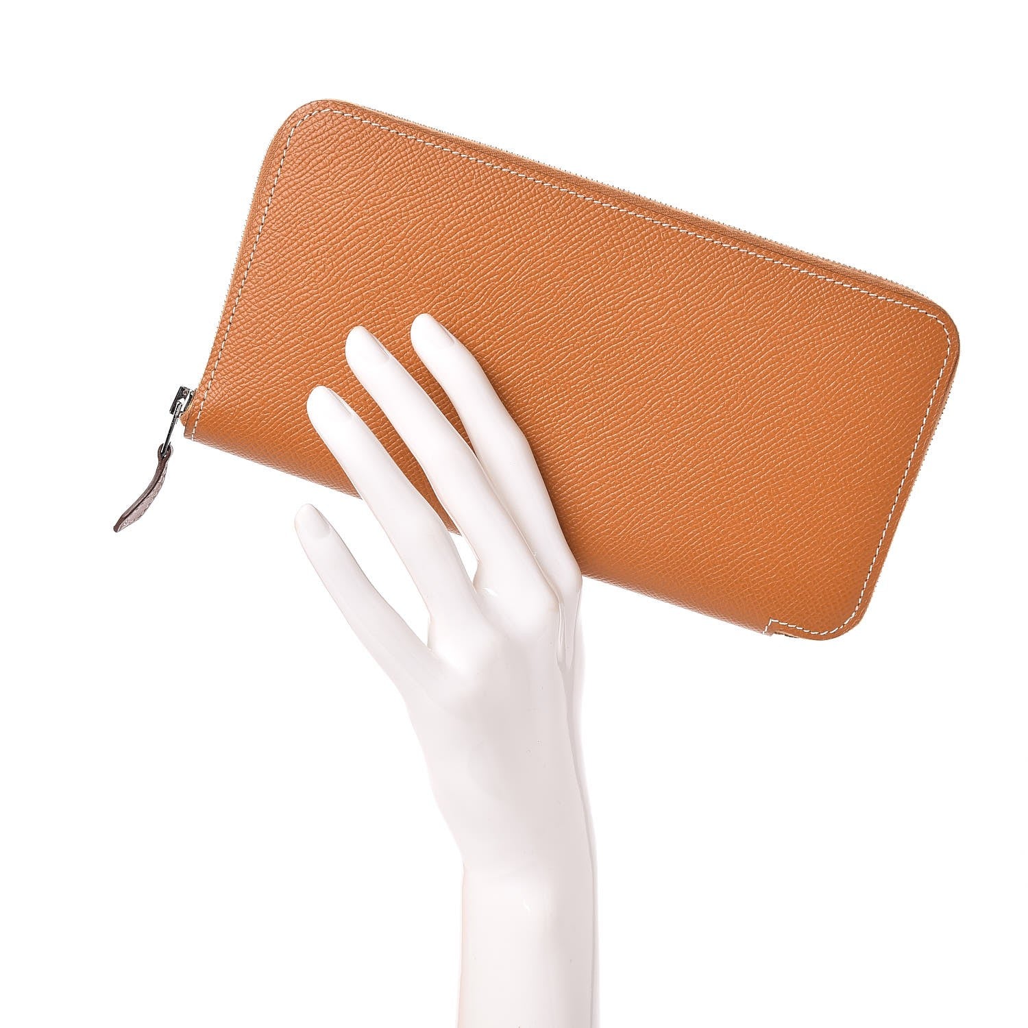 Hermes Epsom Silk'In Wallet Toffee Mykonos Bleu Ciel 2 of 8