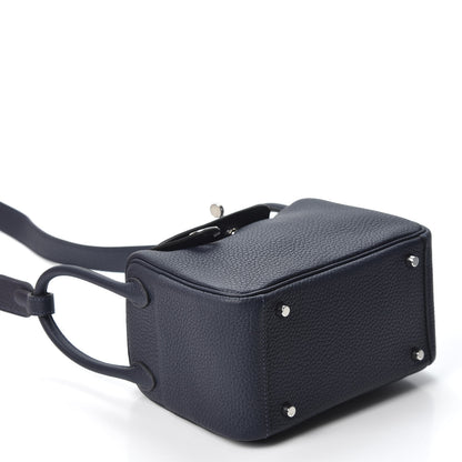 Hermes Taurillon Clemence Mini Lindy 20 Bleu Nuit 3 of 9