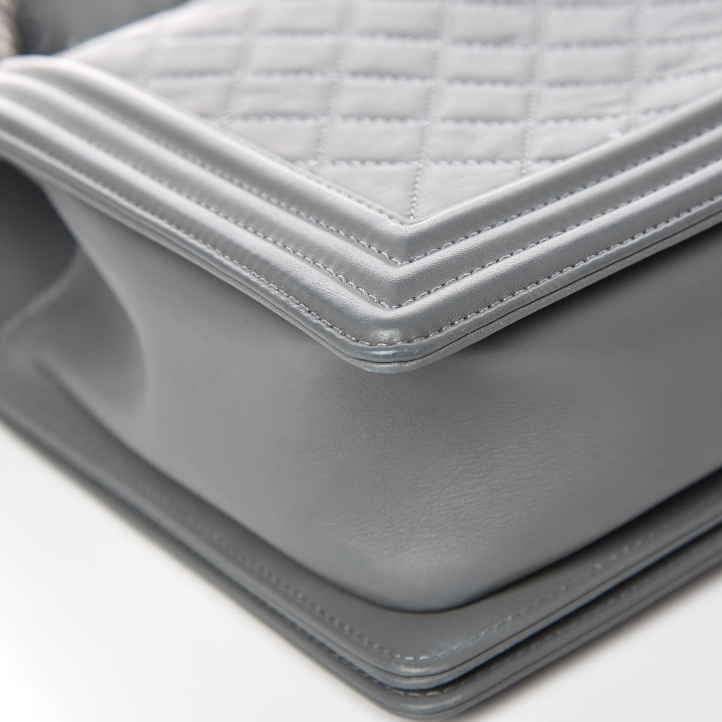 Calfskin Quilted New Medium Boy Flap Grey