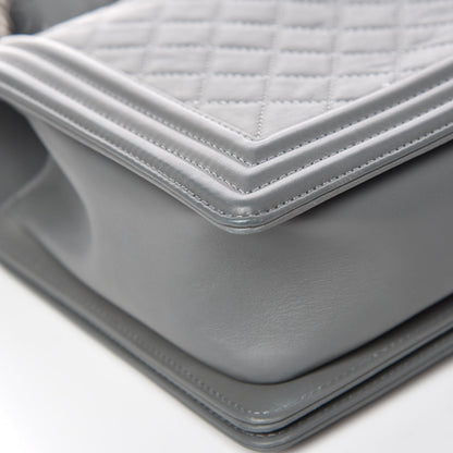 Chanel Calfskin Quilted New Medium Boy Flap Grey 12 of 13