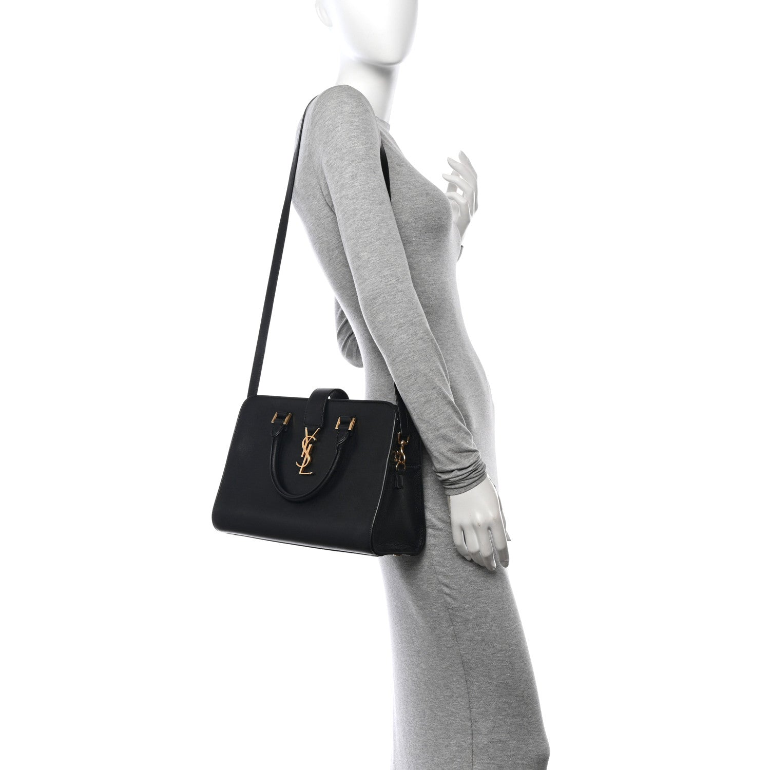 Saint Laurent Smooth Calfskin Small Monogram Cabas Black 2 of 16