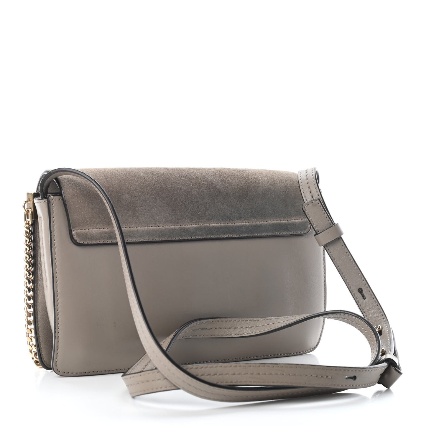 Suede Calfskin Small Faye Shoulder Bag Motty Grey