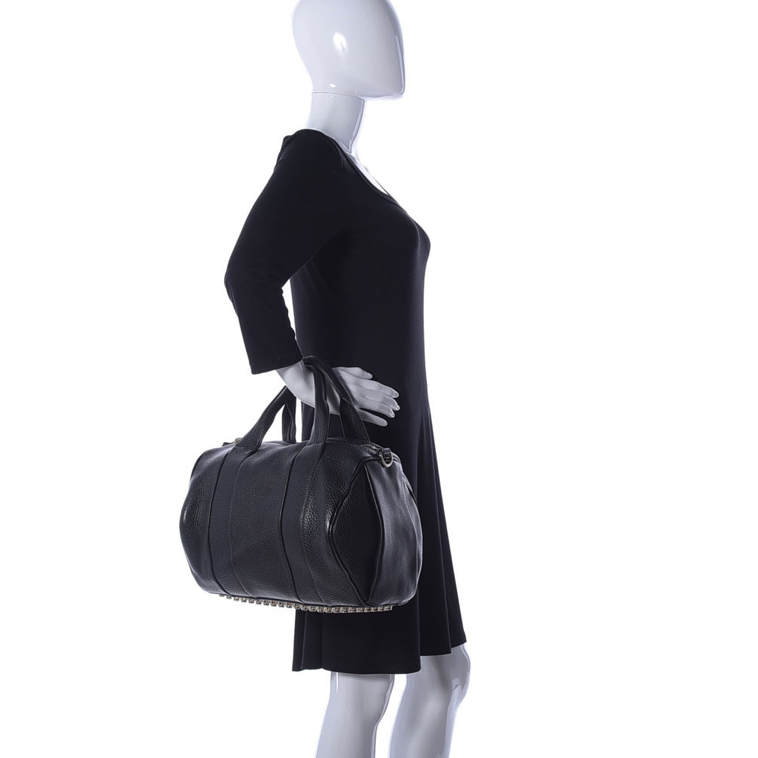 Alexander Wang Pebbled Lambskin Rocco Black Pale Gold Hardware 3 of 10