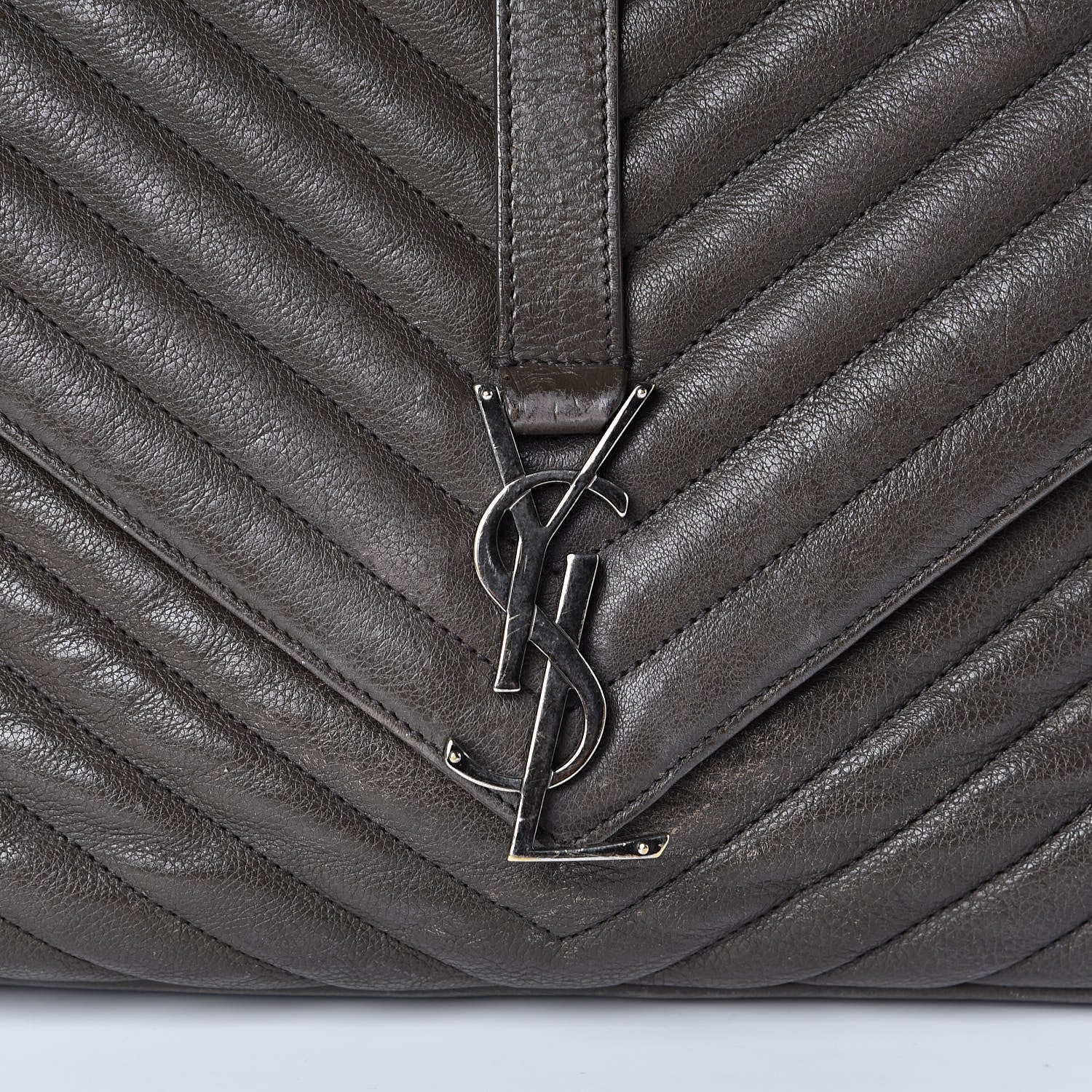 Saint Laurent Sheepskin Matelasse Chevron Monogram Large College Satchel Dark Anthracite 16 of 16