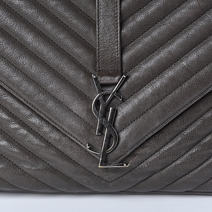 Saint Laurent Sheepskin Matelasse Chevron Monogram Large College Satchel Dark Anthracite 16 of 16