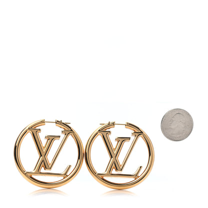 Louis Vuitton Metal Louise Hoop Earrings Gold 2 of 4