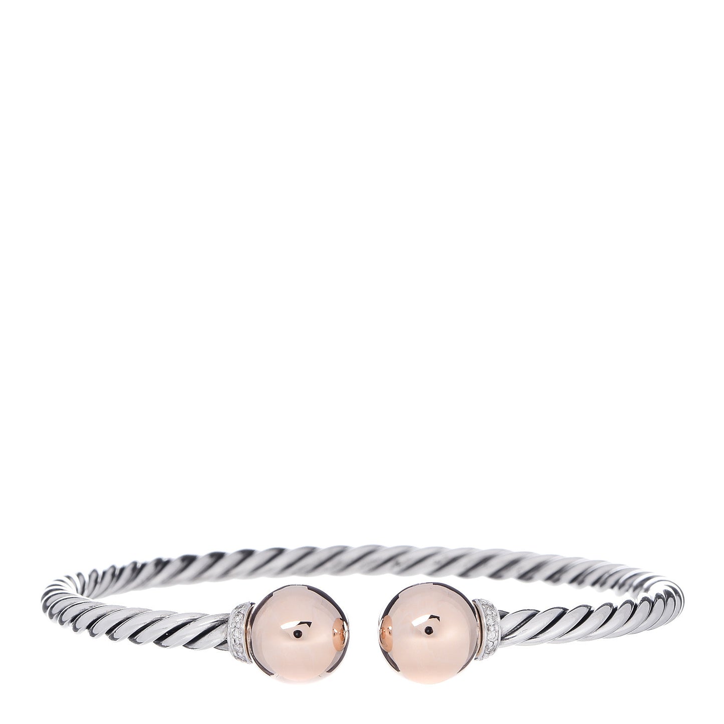 Sterling Silver 18K Yellow Gold Diamond 9mm Solari Bead Bracelet