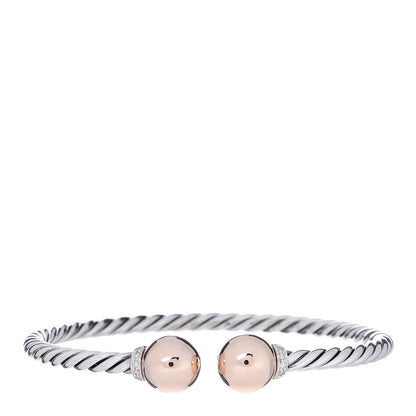 David Yurman Sterling Silver 18K Yellow Gold Diamond 9mm Solari Bead Bracelet 1 of 5