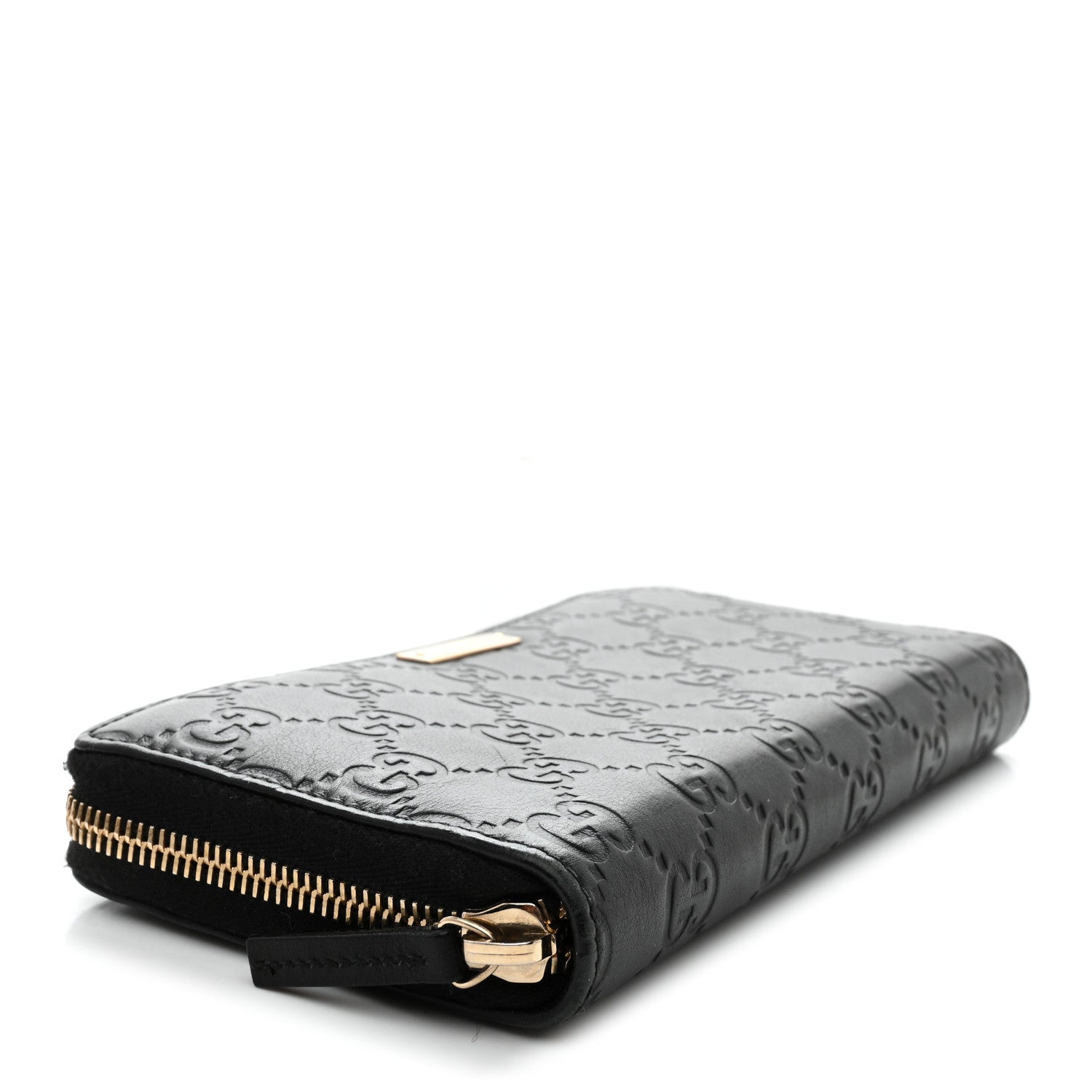 Gucci Guccissima Margaux Calfskin Metal Bar Zip Around Wallet Black 4 of 8