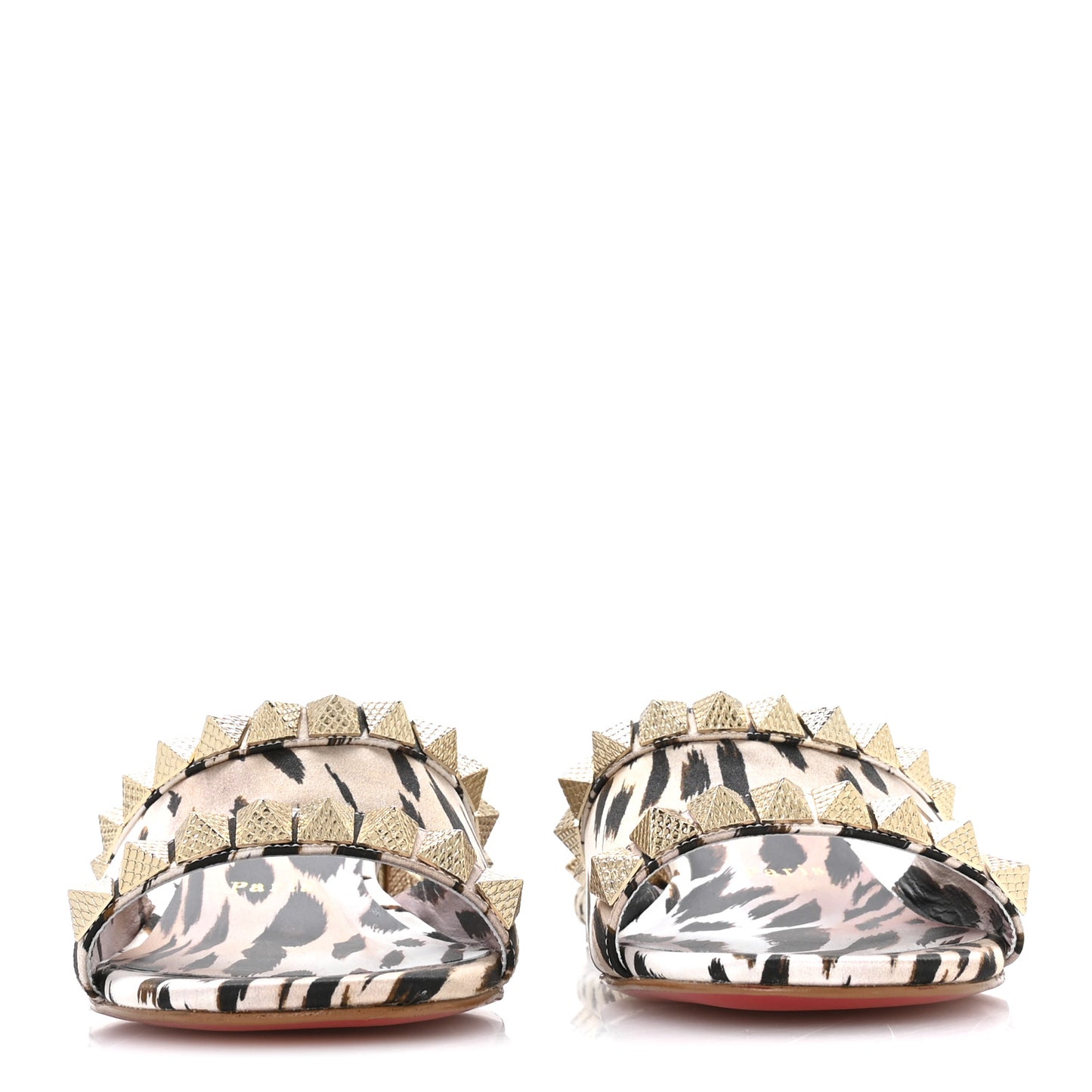 Crepe Satin Leopard Print Pyramule 30mm Sandals 38 Multicolor