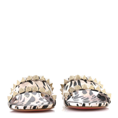 Christian Louboutin Crepe Satin Leopard Print Pyramule 30mm Sandals 38 Multicolor 3 of 7