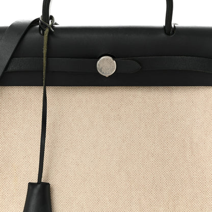 Hermes Toile Vache Calfskin Herbag 30 PM Natural Black 8 of 11