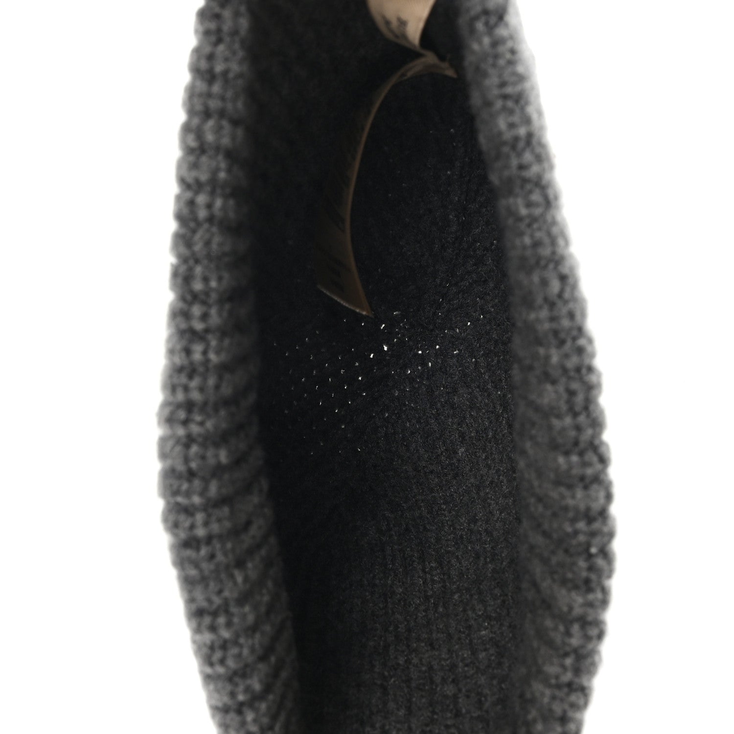 Burberry Wool Blend Ribbed Beanie Hat Grey 4 of 7