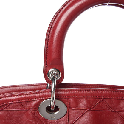 Christian Dior Lambskin Cannage Medium Granville Tote Red 19 of 22
