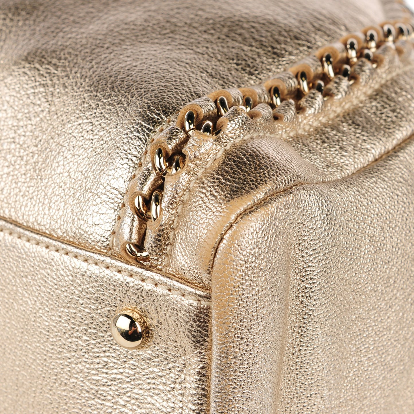 Metallic Goatskin Large Luxe Ligne Bowler Gold