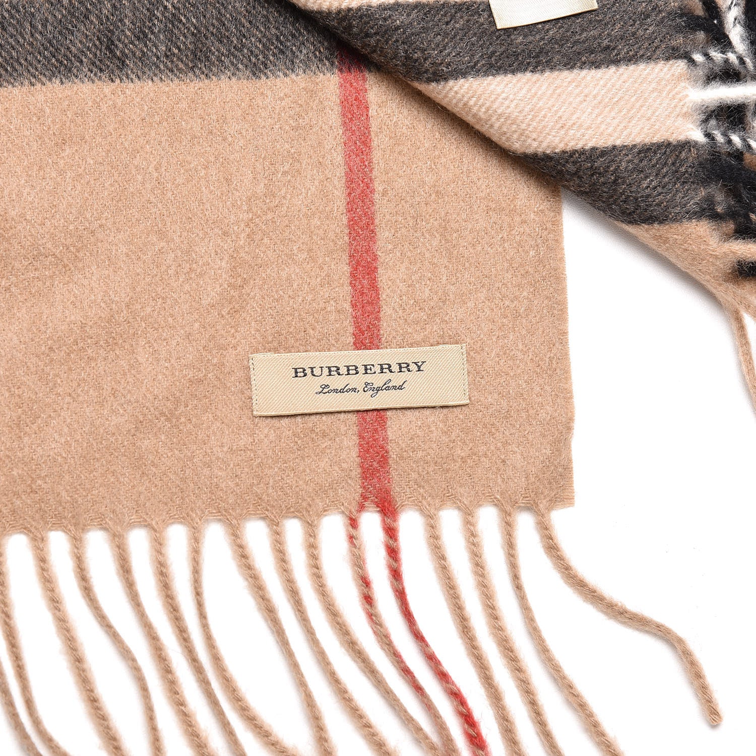 Burberry Cashmere Giant Check EKD Fringe Scarf Camel Multicolor 5 of 5
