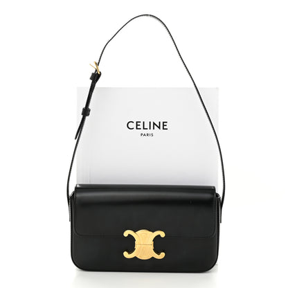 Celine Shiny Calfskin Triomphe Shoulder Bag Black 10 of 10