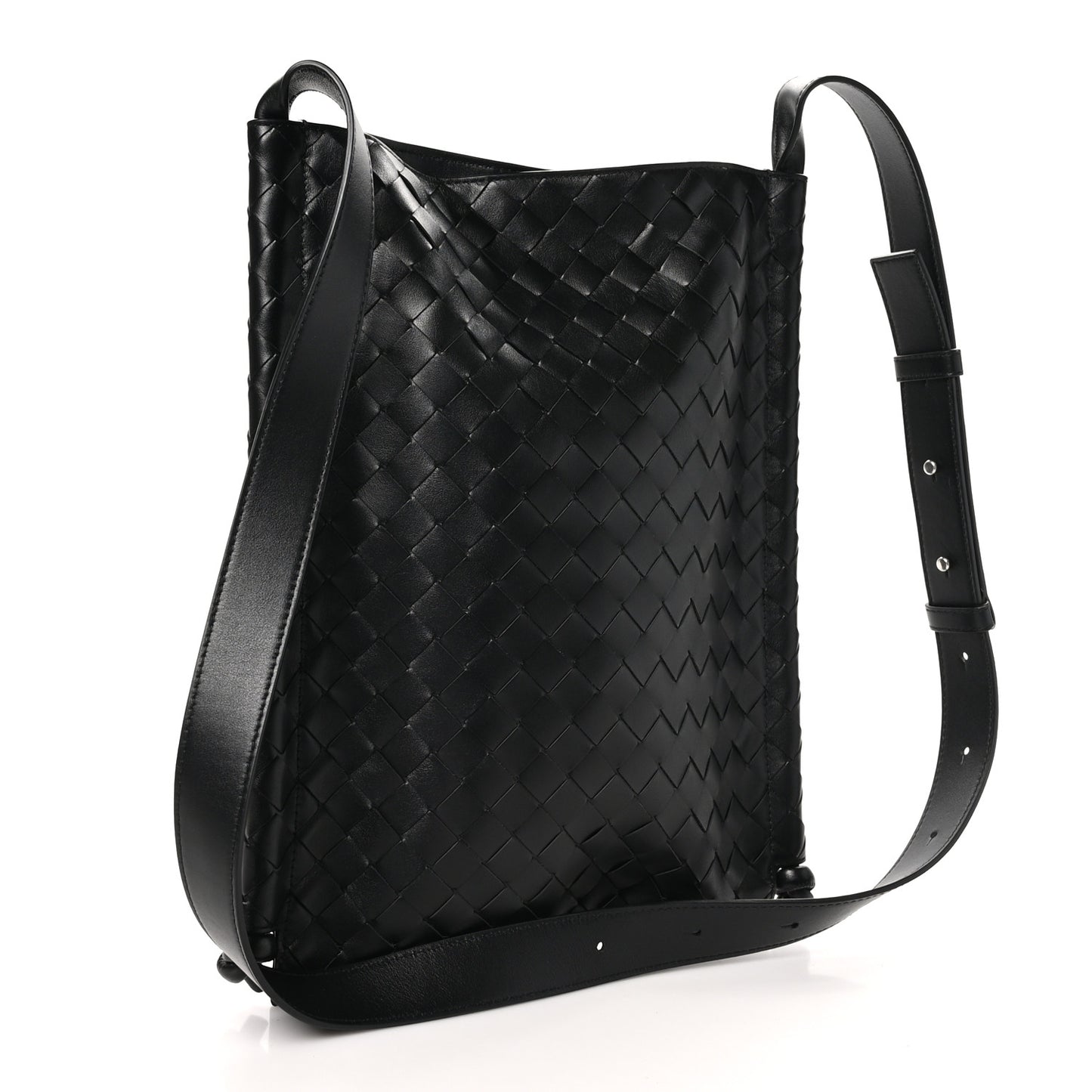 Nappa Intrecciato Large Flat Loop Messenger Black