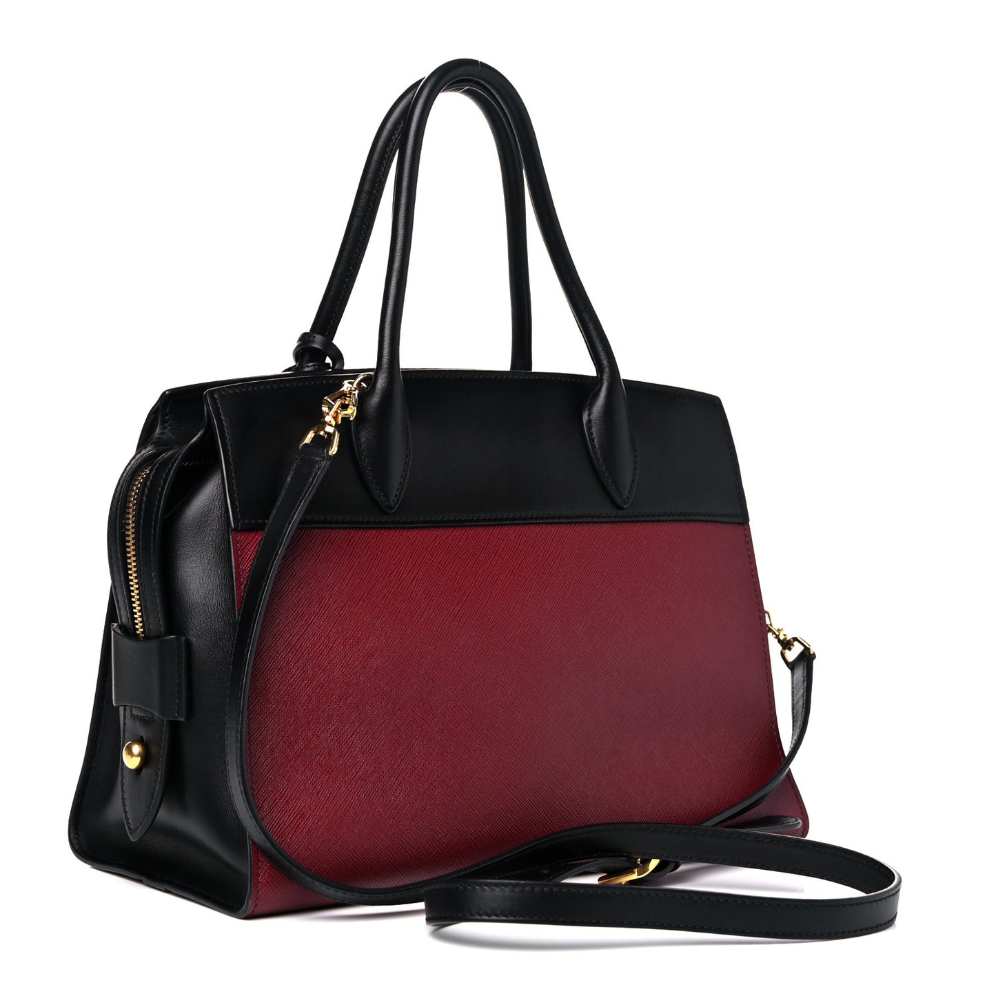 Saffiano City Calfskin Small Esplanade Tote Fuoco Black
