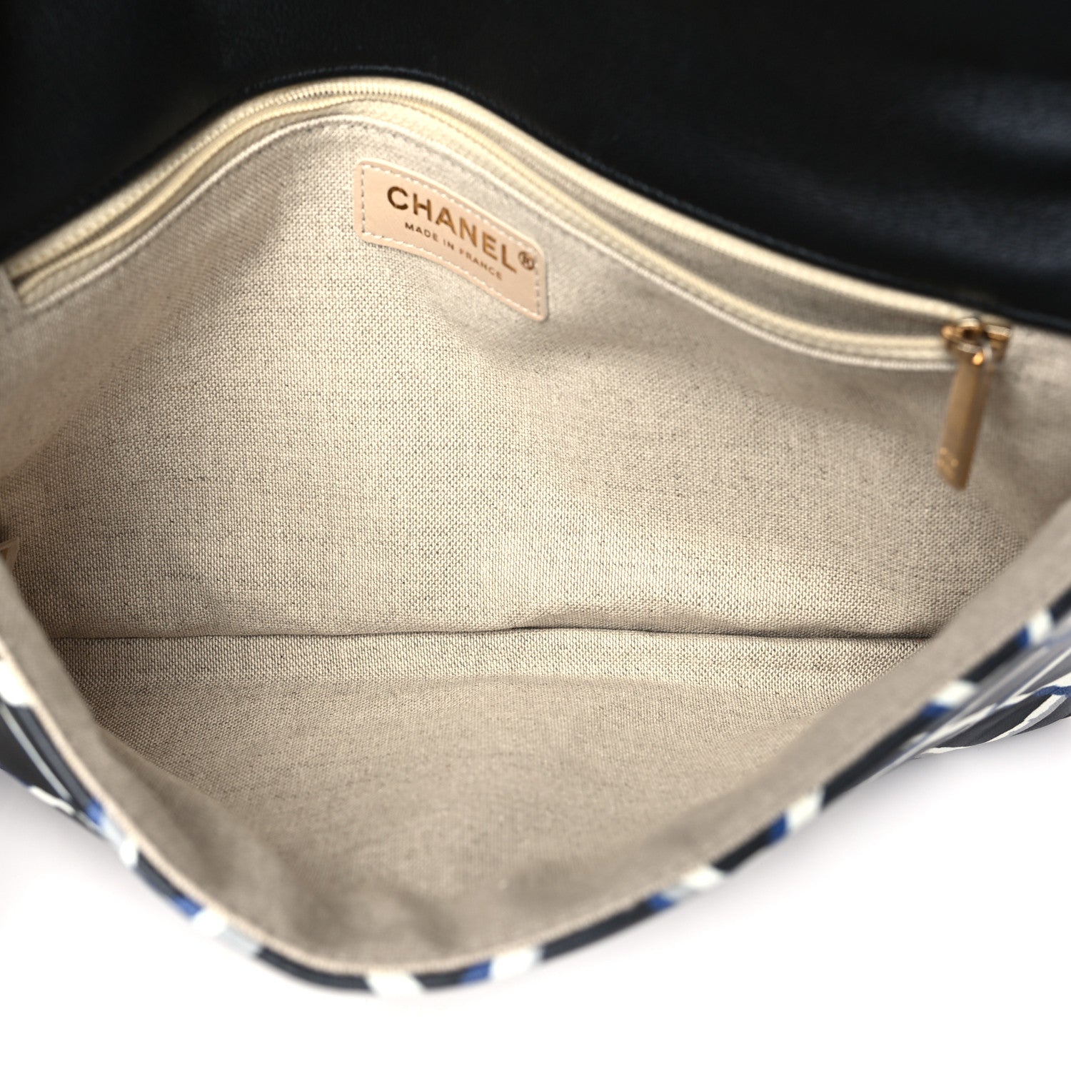 Chanel Lambskin Printed Quilt Flap Clutch Black White 5 of 10