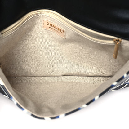 Chanel Lambskin Printed Quilt Flap Clutch Black White 5 of 10