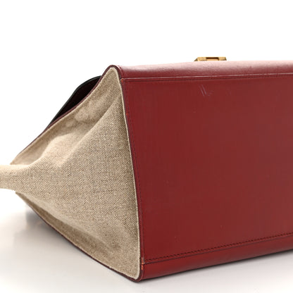 Celine Smooth Calfskin Linen Medium Tri-Color Trapeze Burgundy 8 of 12