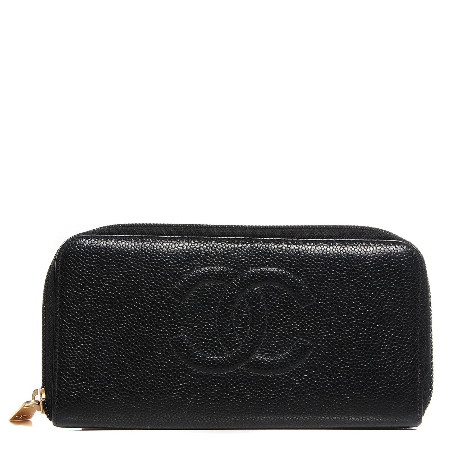 Caviar Large Timeless CC Zip Around Wallet Black