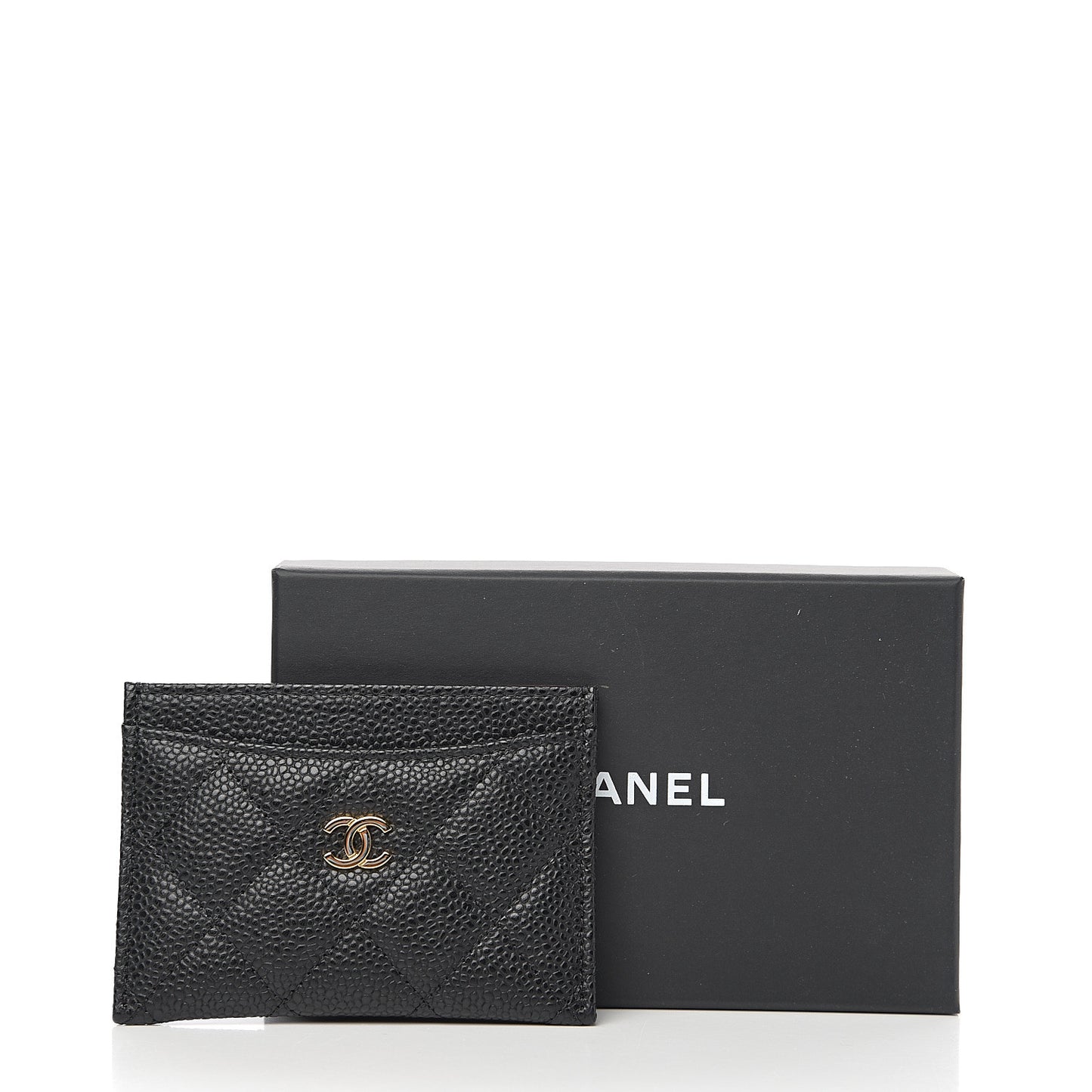 Caviar Quilted Card Holder Black