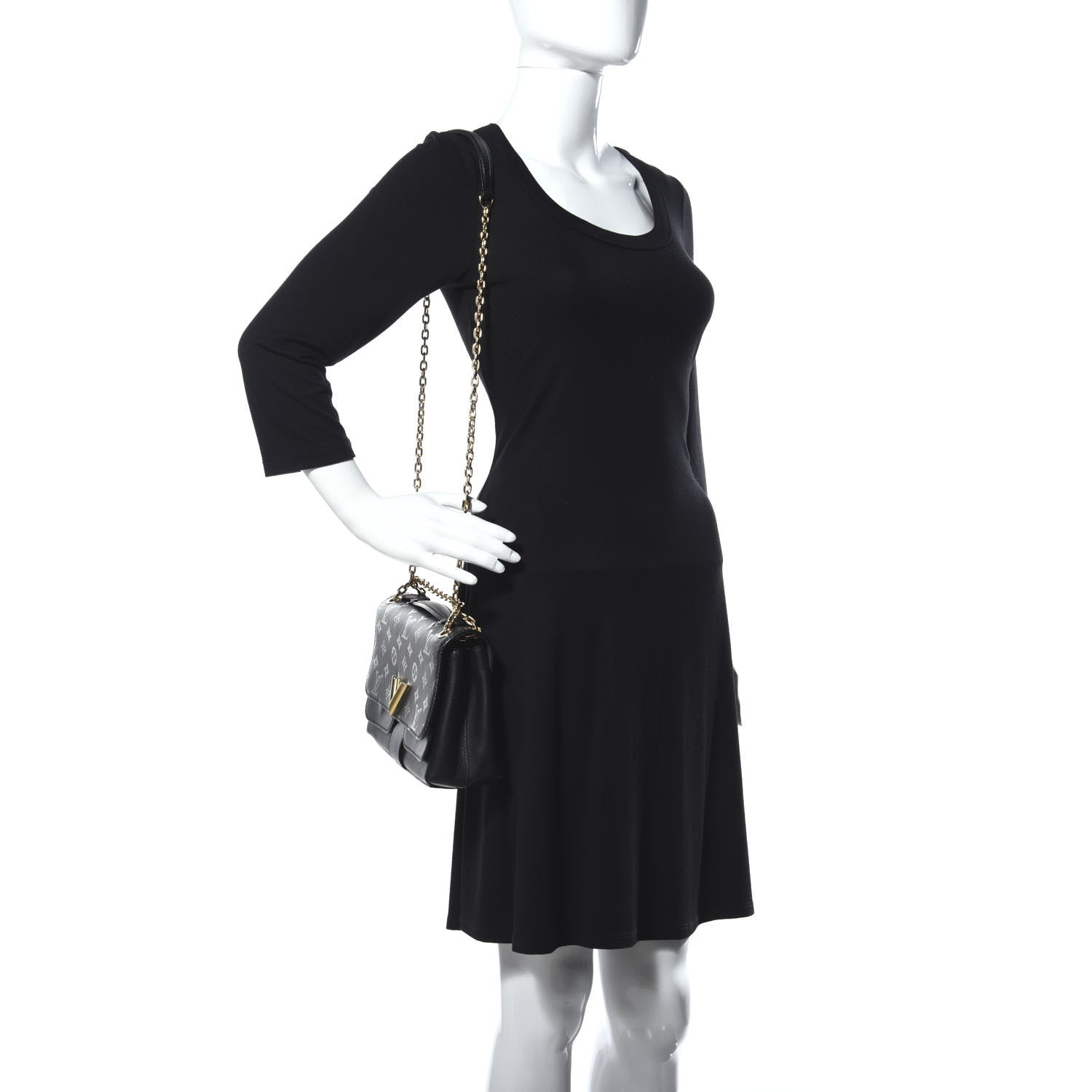 Louis Vuitton Monogram Cuir Plume Ecume Very Chain Bag Black 2 of 19