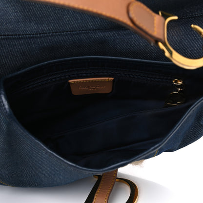 Christian Dior Denim Calfskin Saddle Bag Blue 4 of 8