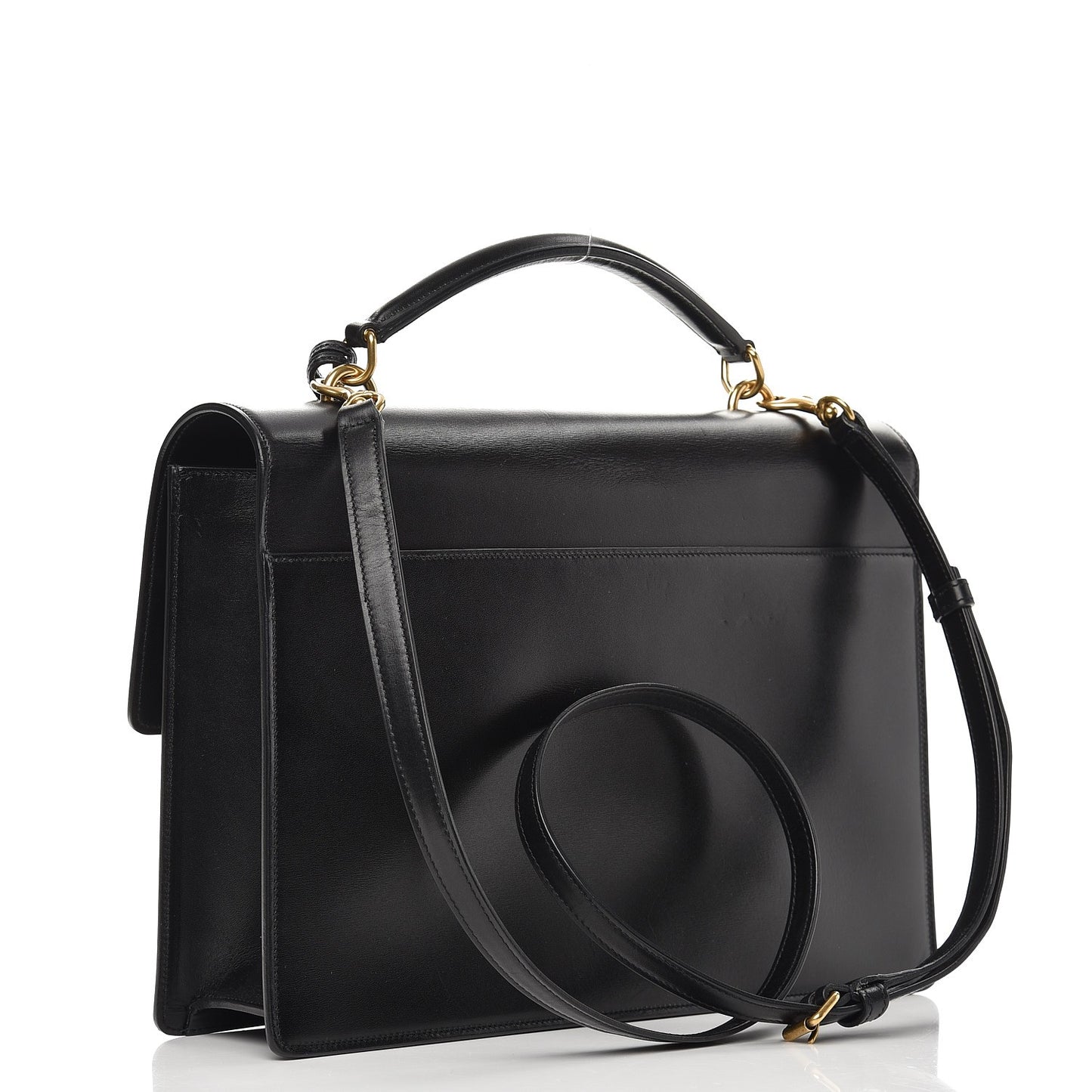 Calfskin Large Highschool Satchel Black