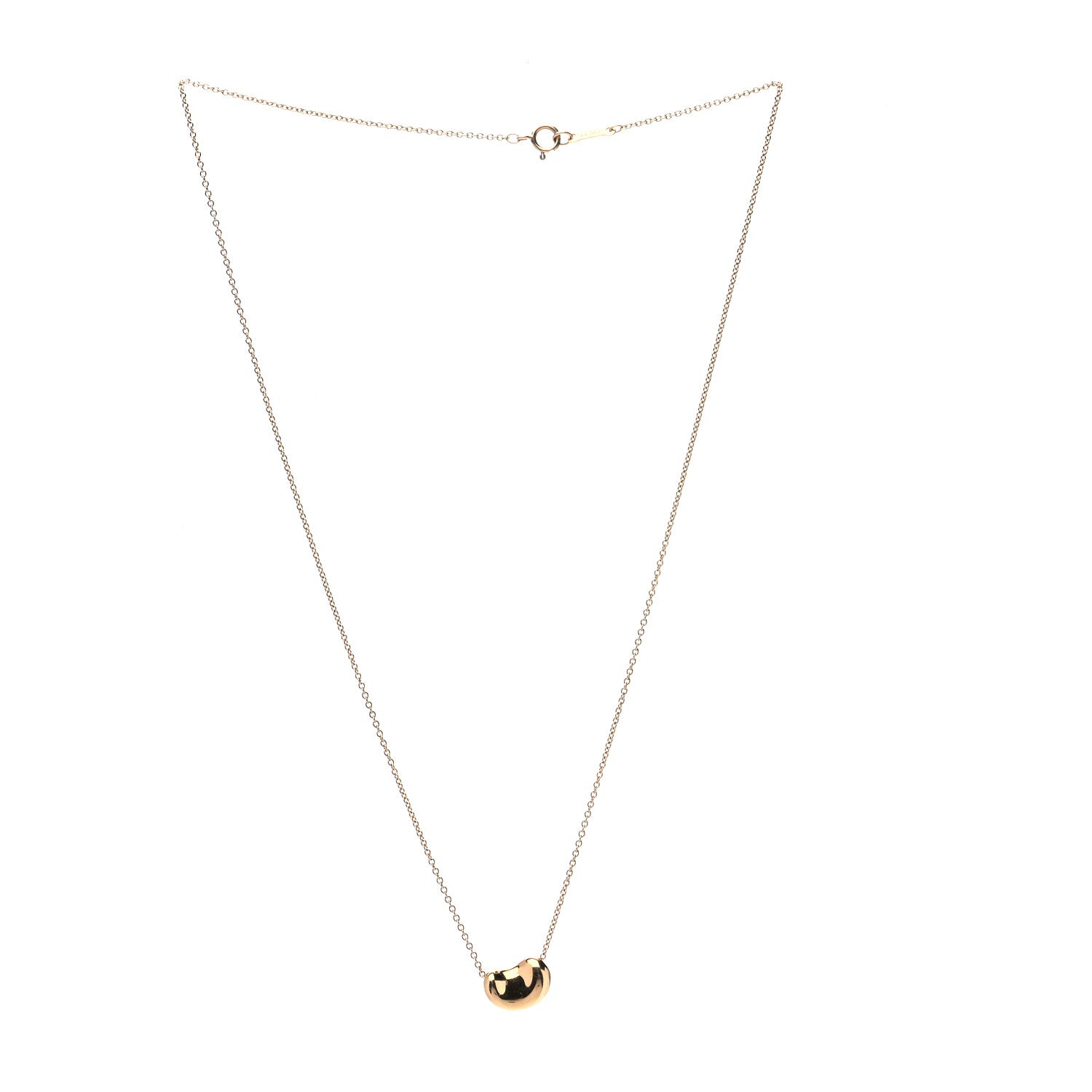 Tiffany 18K Yellow Gold 11mm Elsa Peretti Bean Pendant Necklace 3 of 6