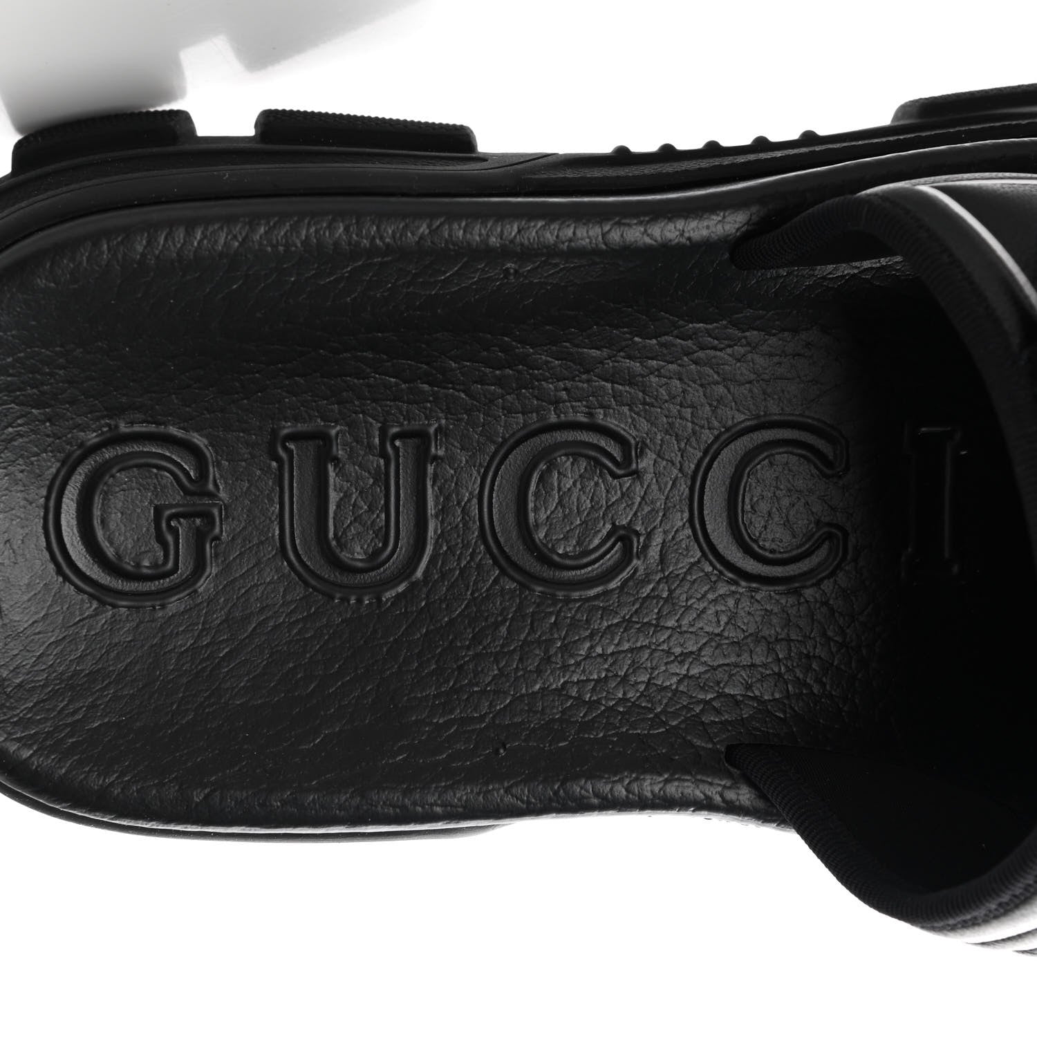 Gucci Nappa Grosgrain Logo Mens Velcro Chunky Slide Sandals 7 Black 7 of 7