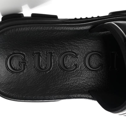 Gucci Nappa Grosgrain Logo Mens Velcro Chunky Slide Sandals 7 Black 7 of 7