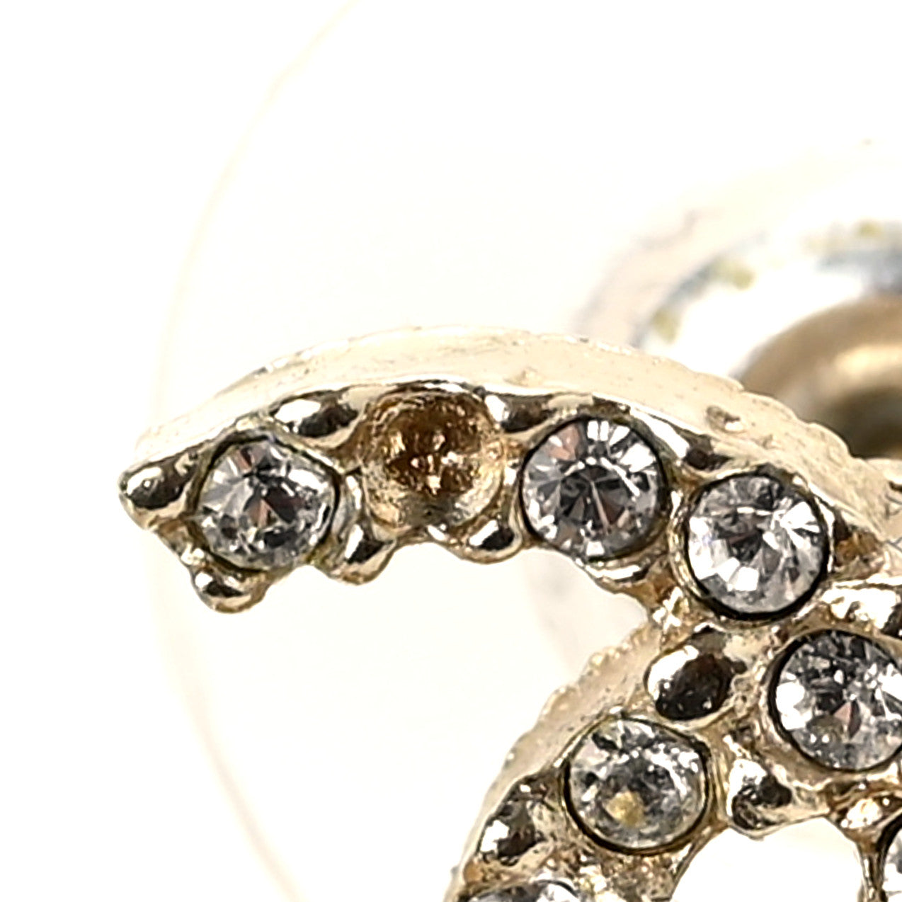 Chanel Metal Glass Crystal CC Cat Moon Earrings Gold 5 of 6