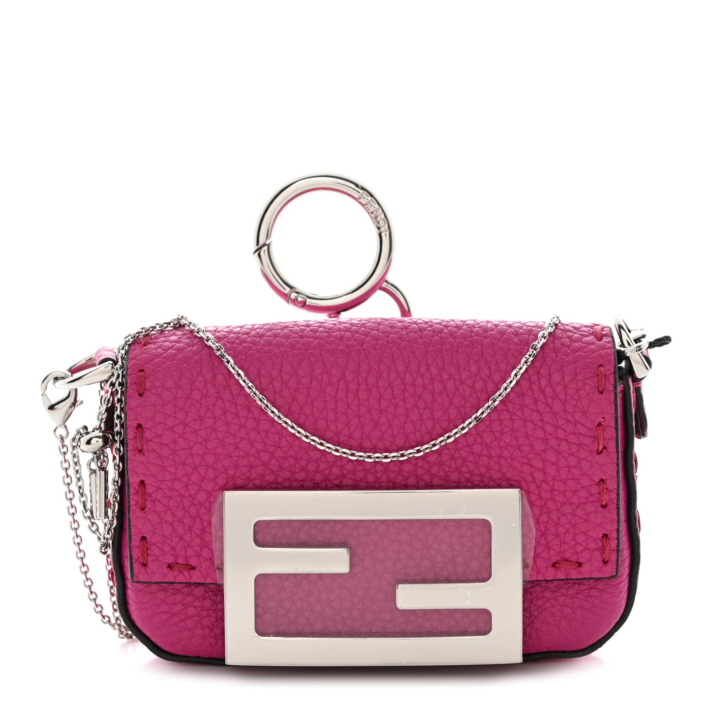 Cuoio Romano Selleria Nano Maxi Buckle Baguette Charm Magenta