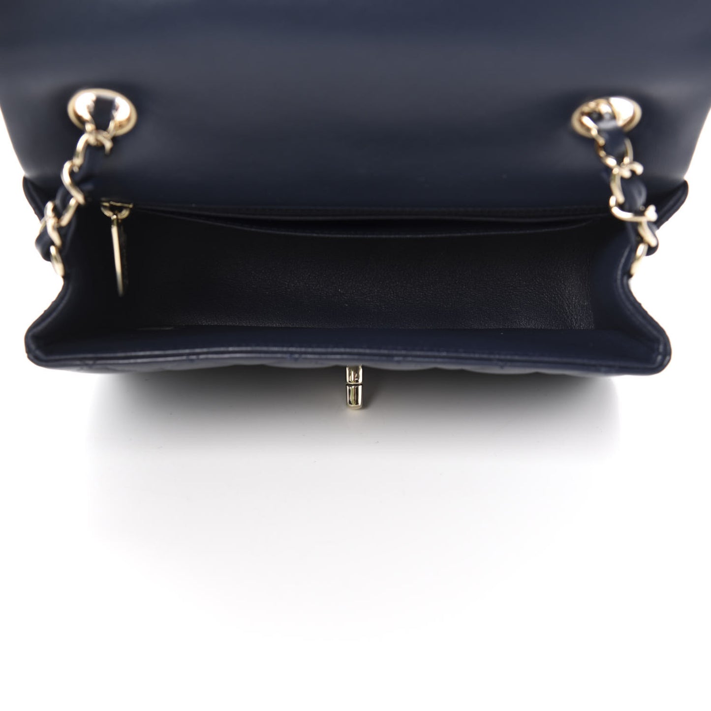 Lambskin Quilted Mini Rectangular Flap Dark Blue