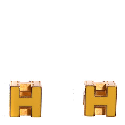 Hermes Gold Lacquered Cage d'H Earrings Naples Yellow 1 of 4