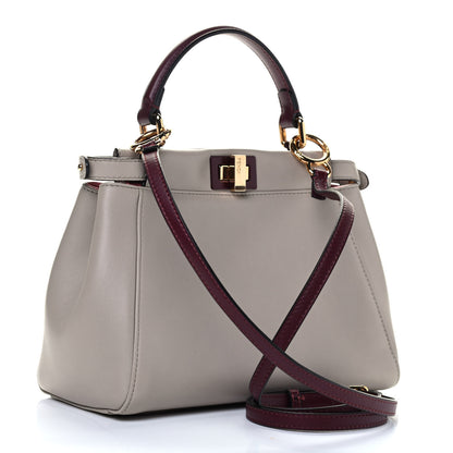 Fendi Nappa Colorblock Mini Peekaboo Iconic Satchel Grigio Polvere Bordeaux Bois de Rose 2 of 4