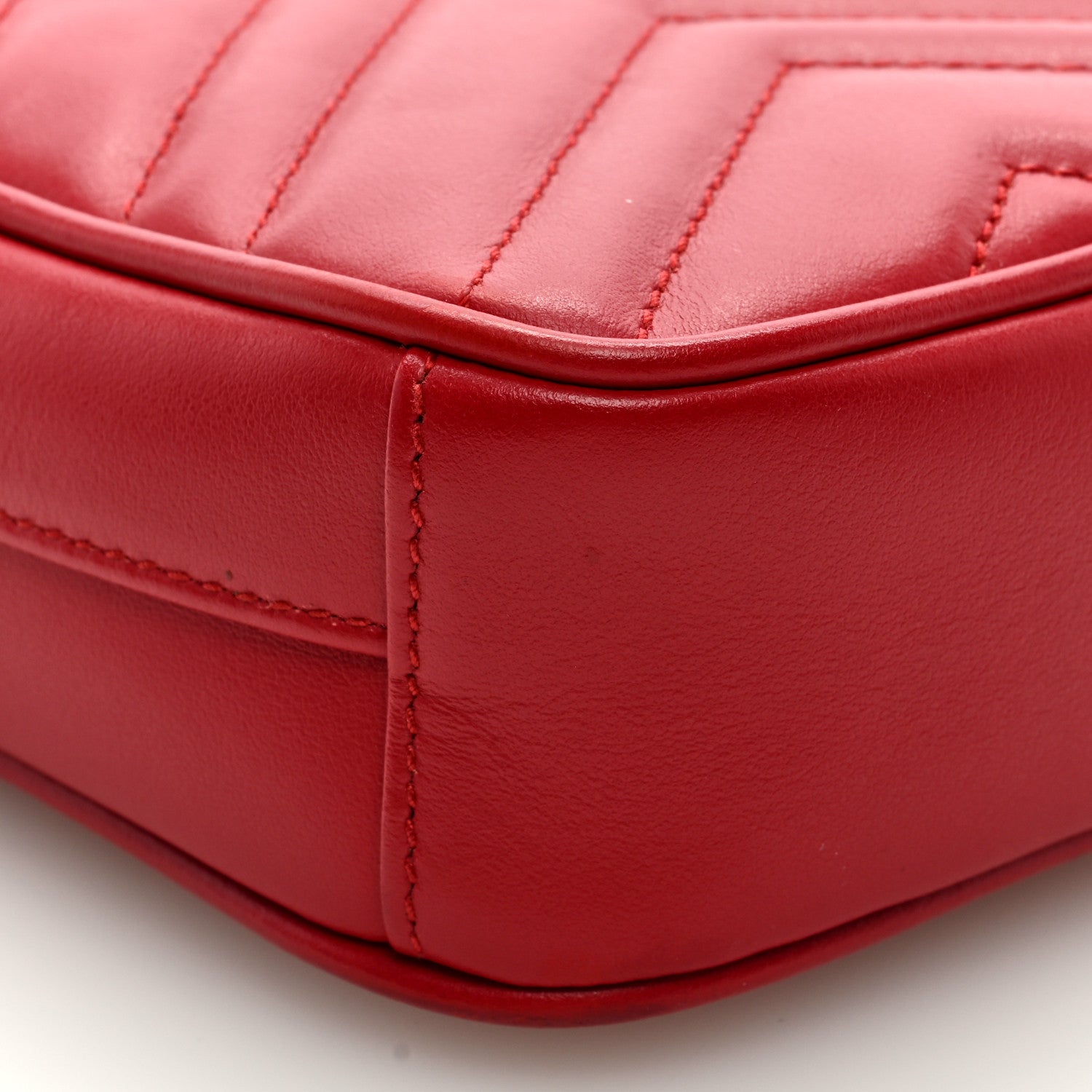 Gucci Calfskin Matelasse Mini GG Marmont Crossbody Bag Hibiscus Red 7 of 8
